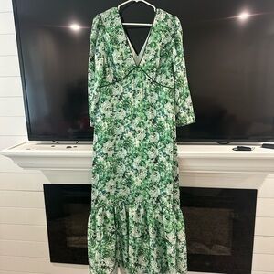 ANTONIO MELANI Green Floral Long Sleeve Dress
